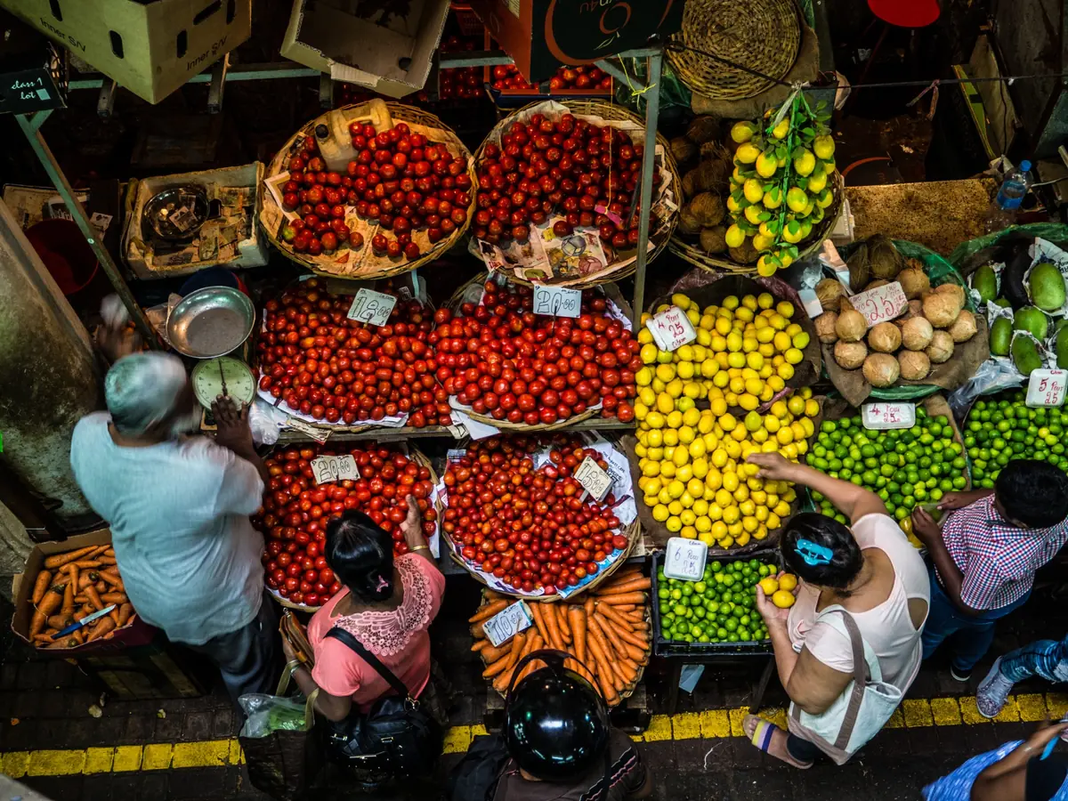 Colourful fruit and vegetable market in Mauritius