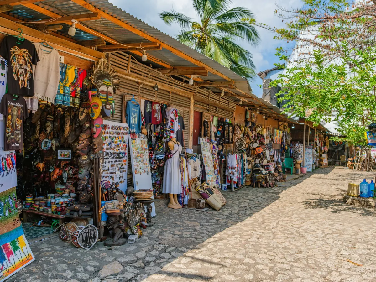 Colourful market stalls in Stone Town, Zanzibar