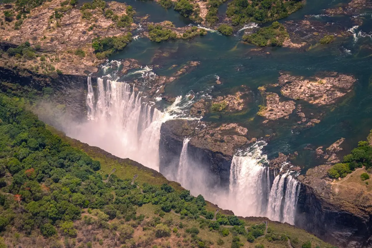 Aerial view of Victoria Falls on the Zimbabwe side